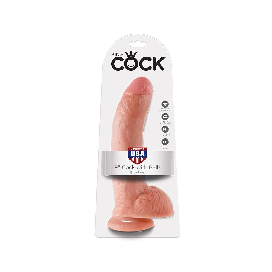 KING COCK - 9 DILDO FLESH CON SFERE 22.9 CM